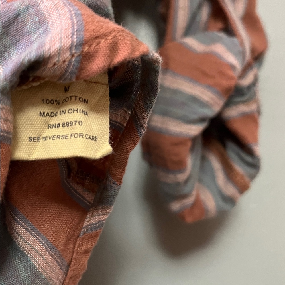 Love Notes Striped Cotton Button-Down Shirt - Rus… - image 2